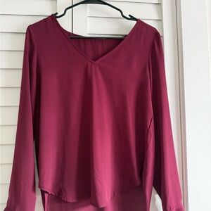 Forever 21 Deep Red V-Neck Blouse